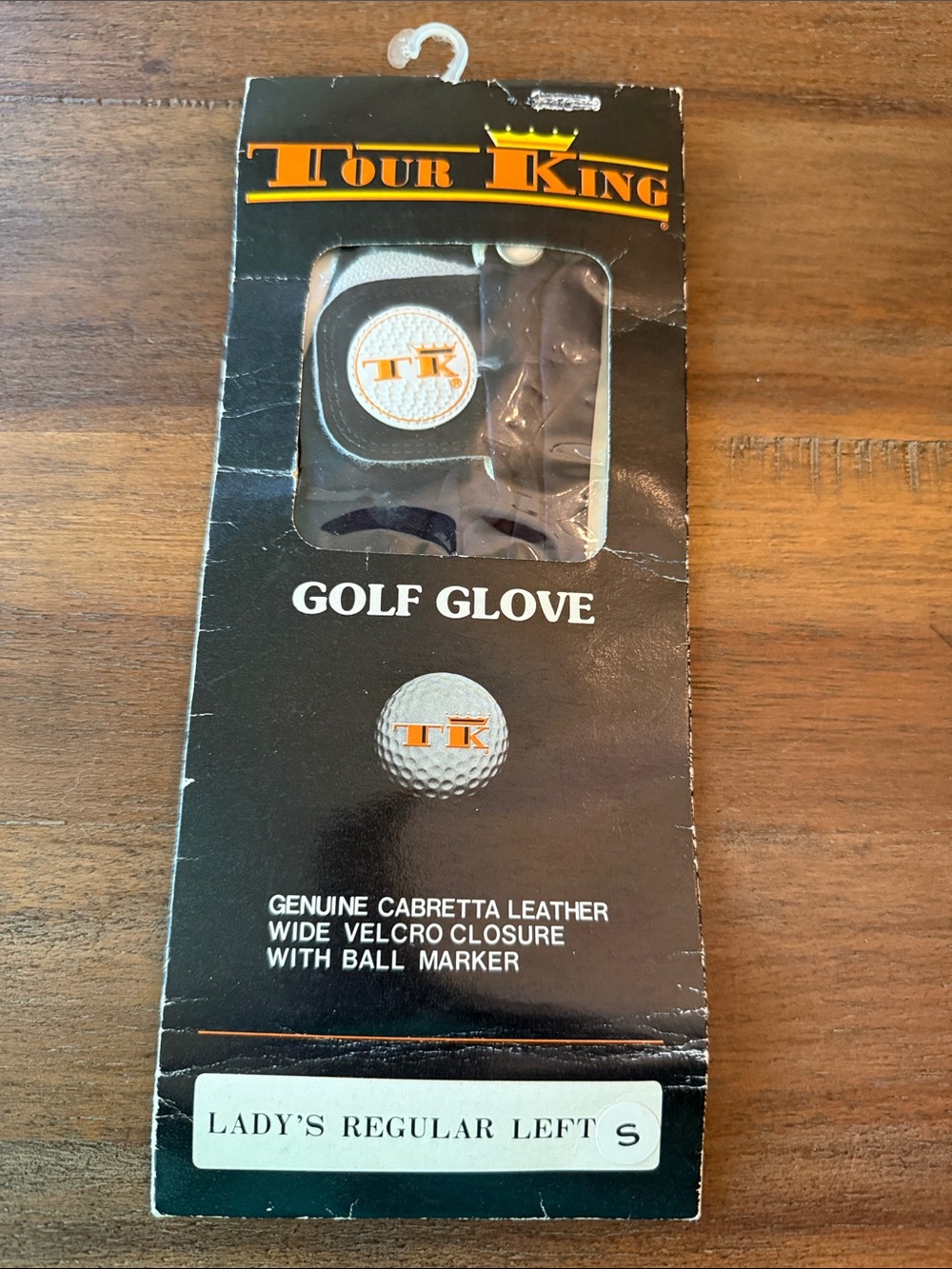 Tour King Women Left Hand Small Golf Glove - Black and White with Orange Logo